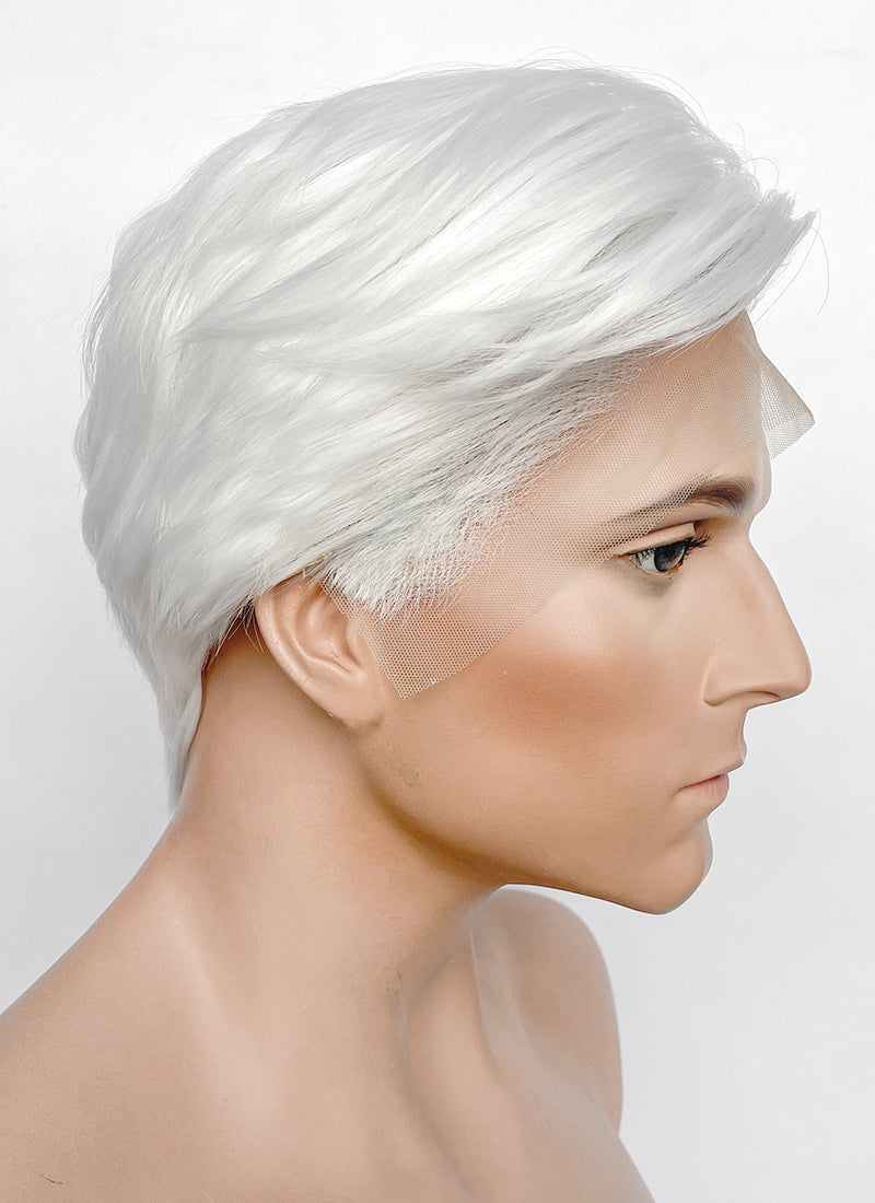 White Straight Lace Front Synthetic Men s Wig WigIsFashion