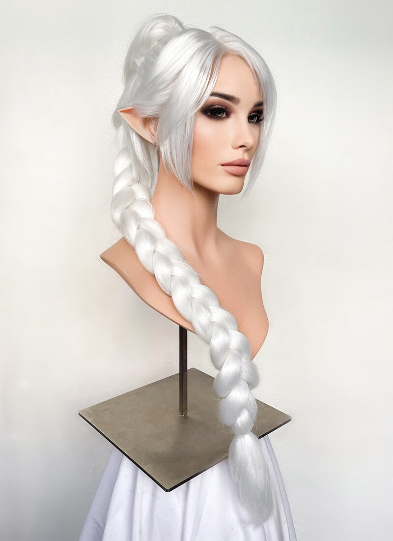 Baldur s Gate 3 Shadowheart White Yaki Straight Lace Front Synthetic Wig With Ponytial Extension LF6048