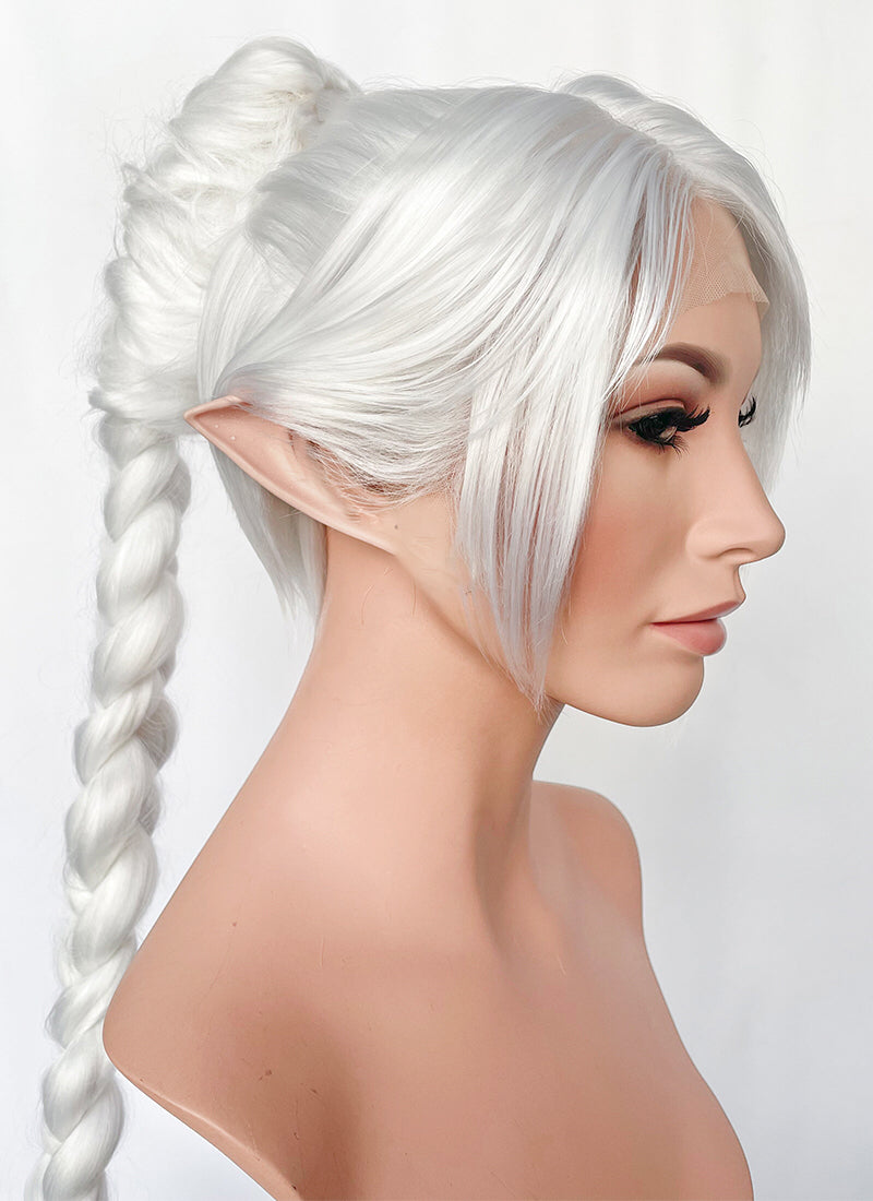 Baldur s Gate 3 Shadowheart White Yaki Straight Lace Front Synthetic Wig With Ponytial Extension LF6048