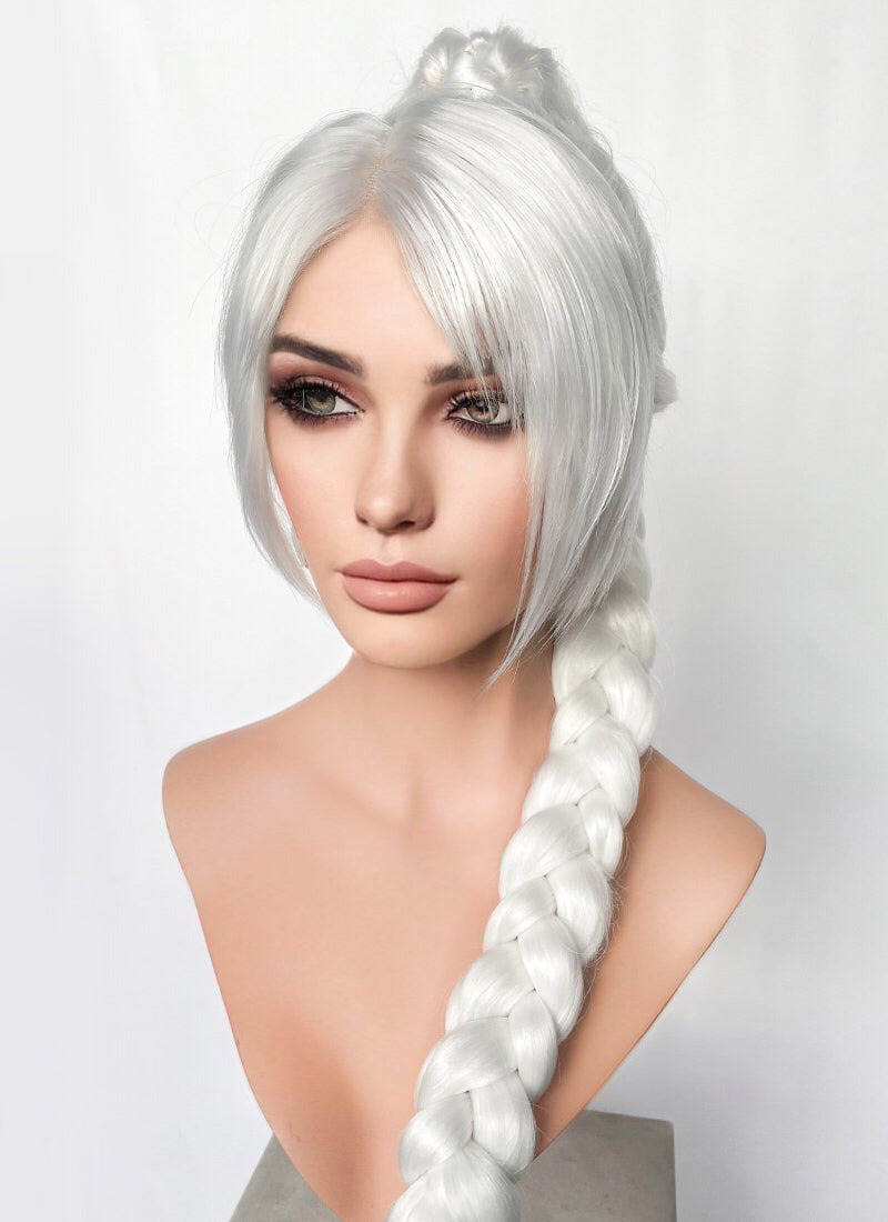 Baldur s Gate 3 Shadowheart White Yaki Straight Lace Front Synthetic Wig With Ponytial Extension LF6048