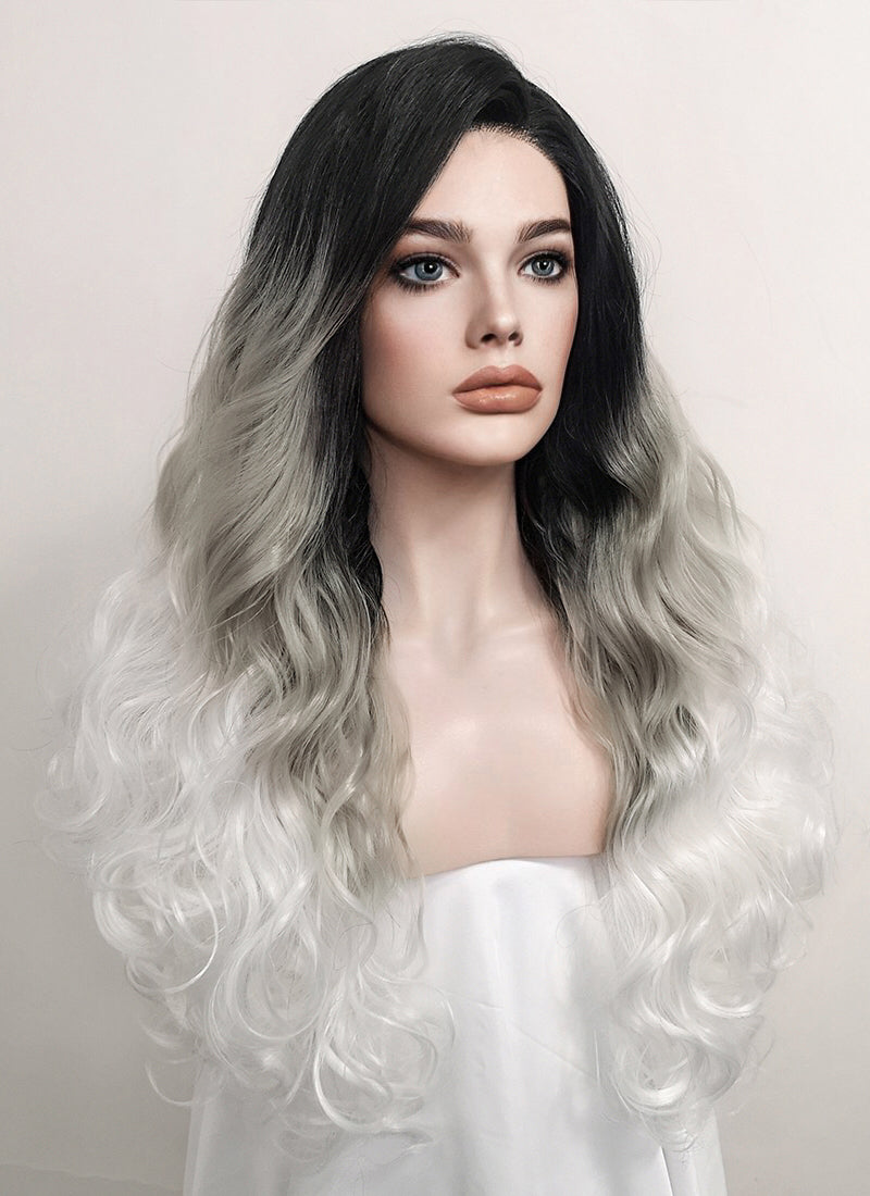 Lace front 2025 synthetic wigs grey