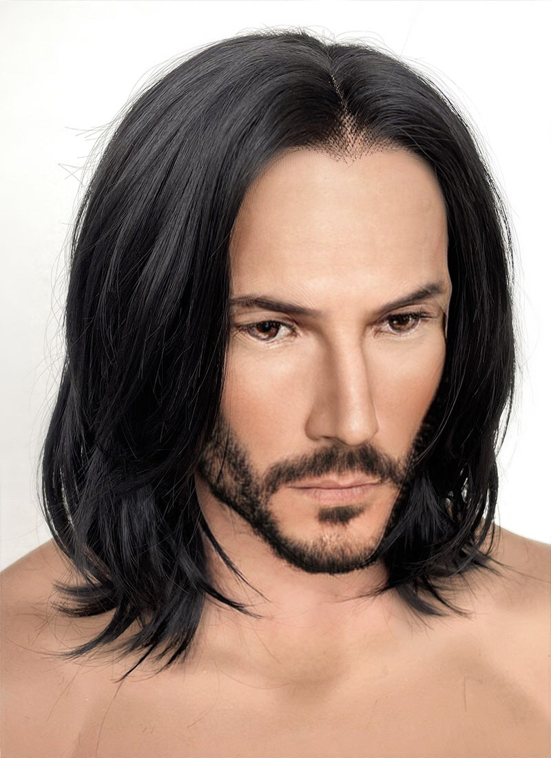 John Wick Black Wavy Lace Front Synthetic Men s Wig LFK5543