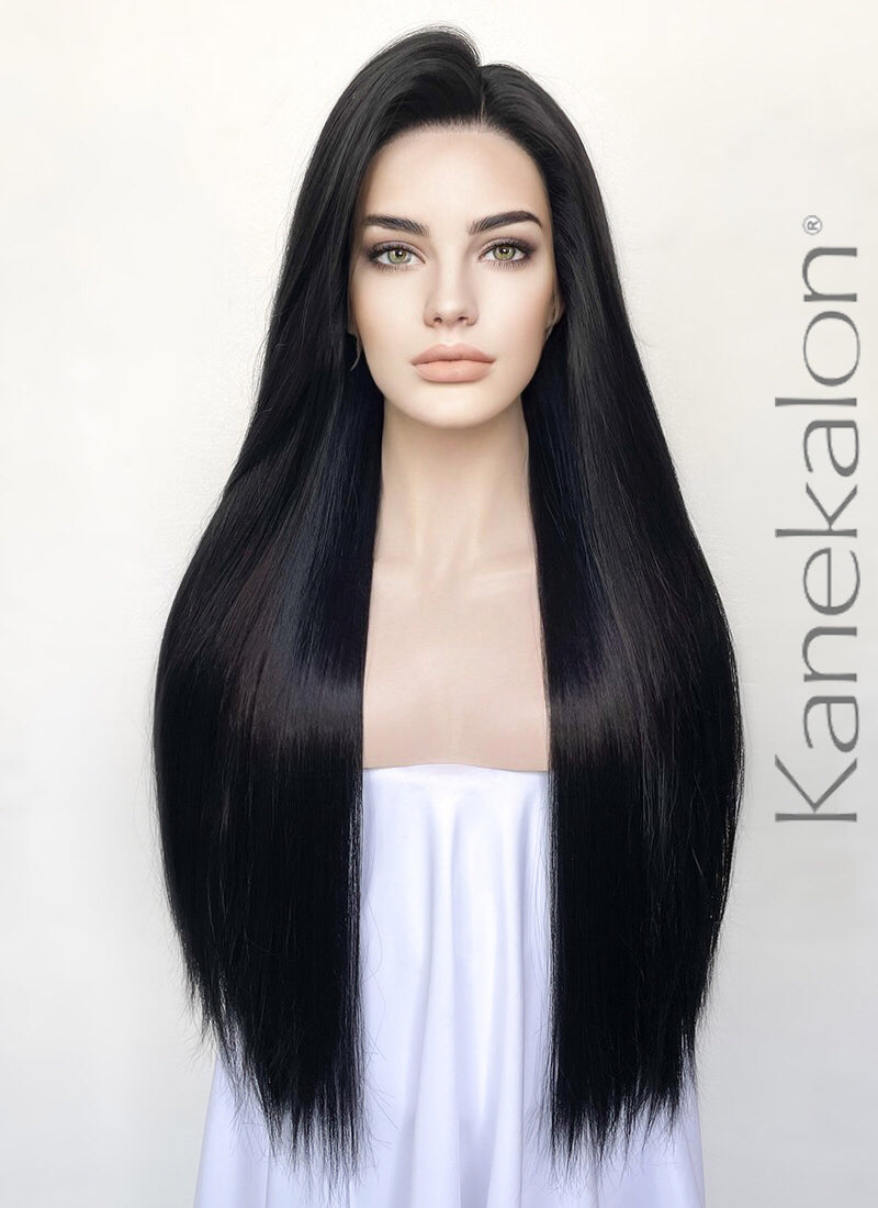 Black Straight 13" x 6" Lace Top Kanekalon Synthetic Hair Wig LFS018