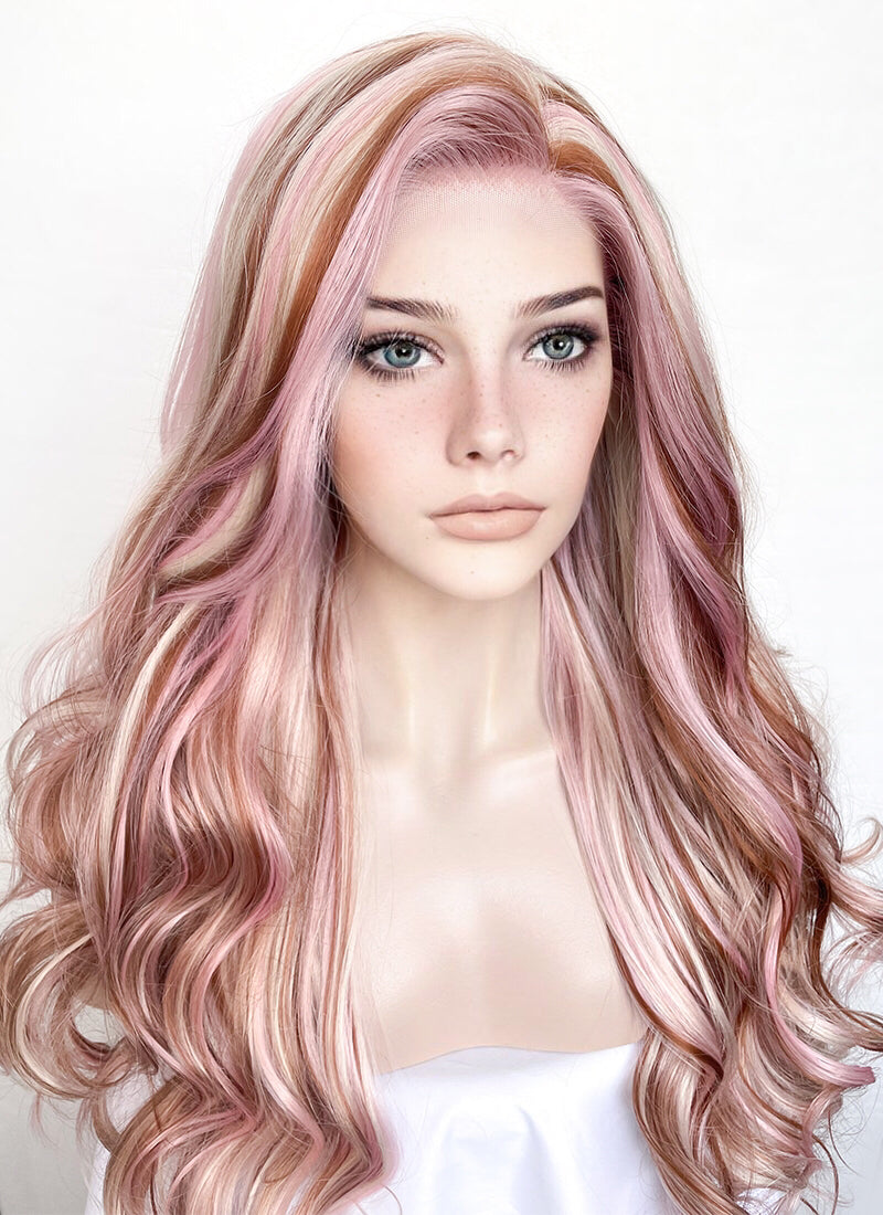 Pink Blonde Brown Mixed Lace Front Wig WigIsFashion