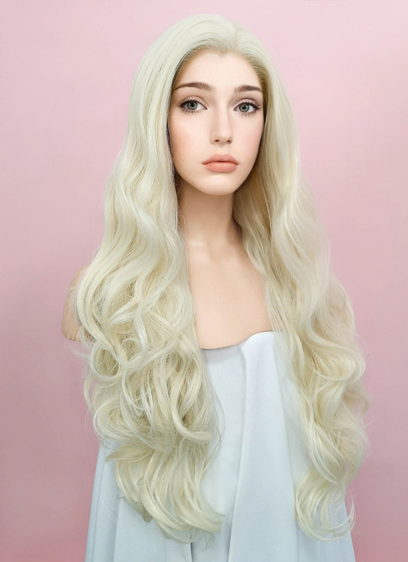 Wavy Platinum Blonde Lace Front Synthetic Wig LW667F wigisfashion ca