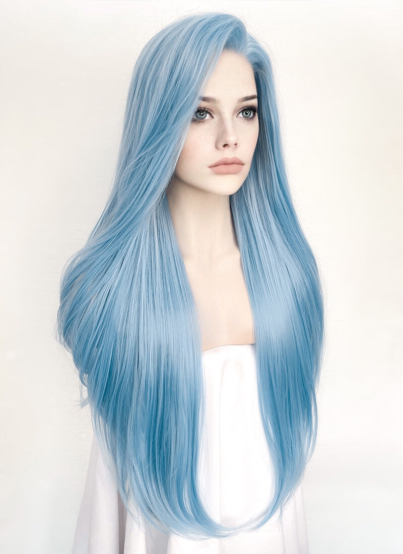 Pastel Blue Straight Lace Front Synthetic Wig LW769B wigisfashion ca