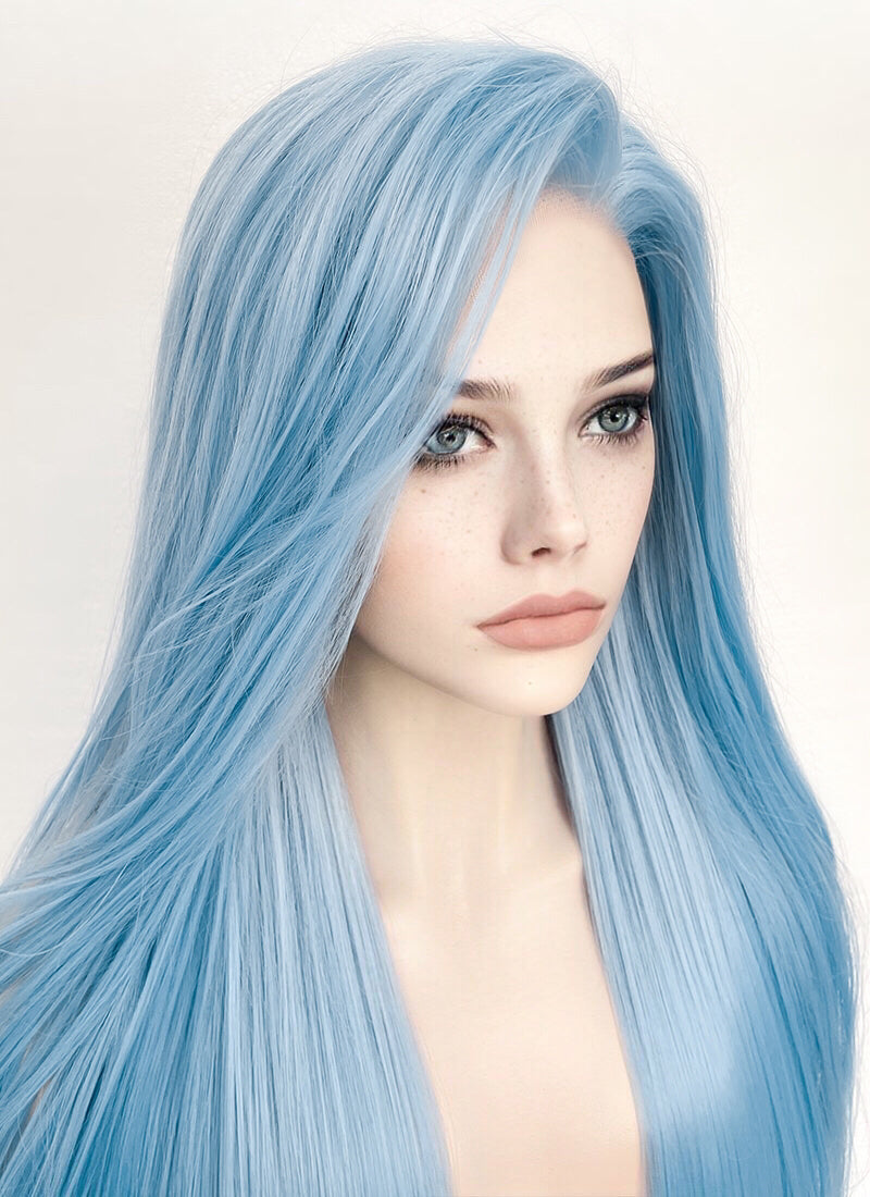 Pastel Blue Braided Lace Front Synthetic Wig