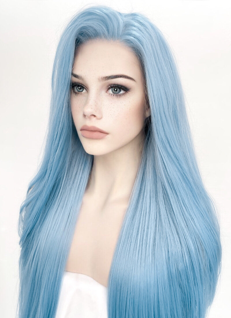 Pastel Blue Straight Lace Front Synthetic Wig LW769B wigisfashion ca