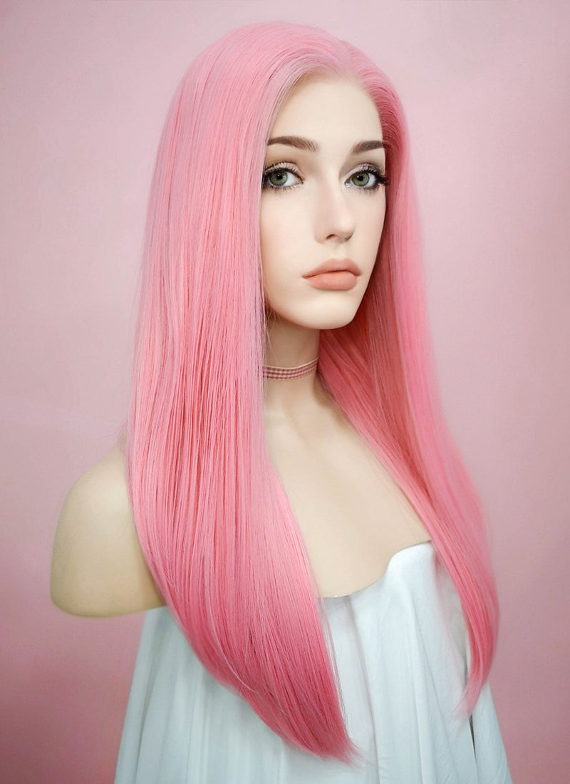 Straight Pastel Pink Lace Front Synthetic Wig LW769C wigisfashion ca