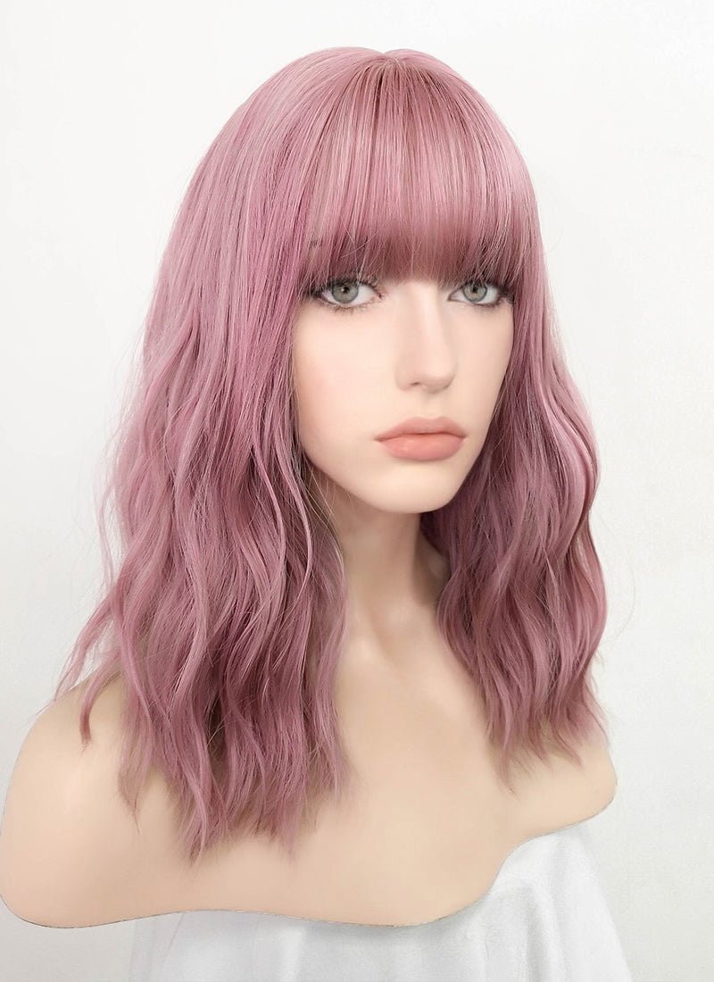 Pink Wavy Synthetic Wig NS063 wigisfashion ca