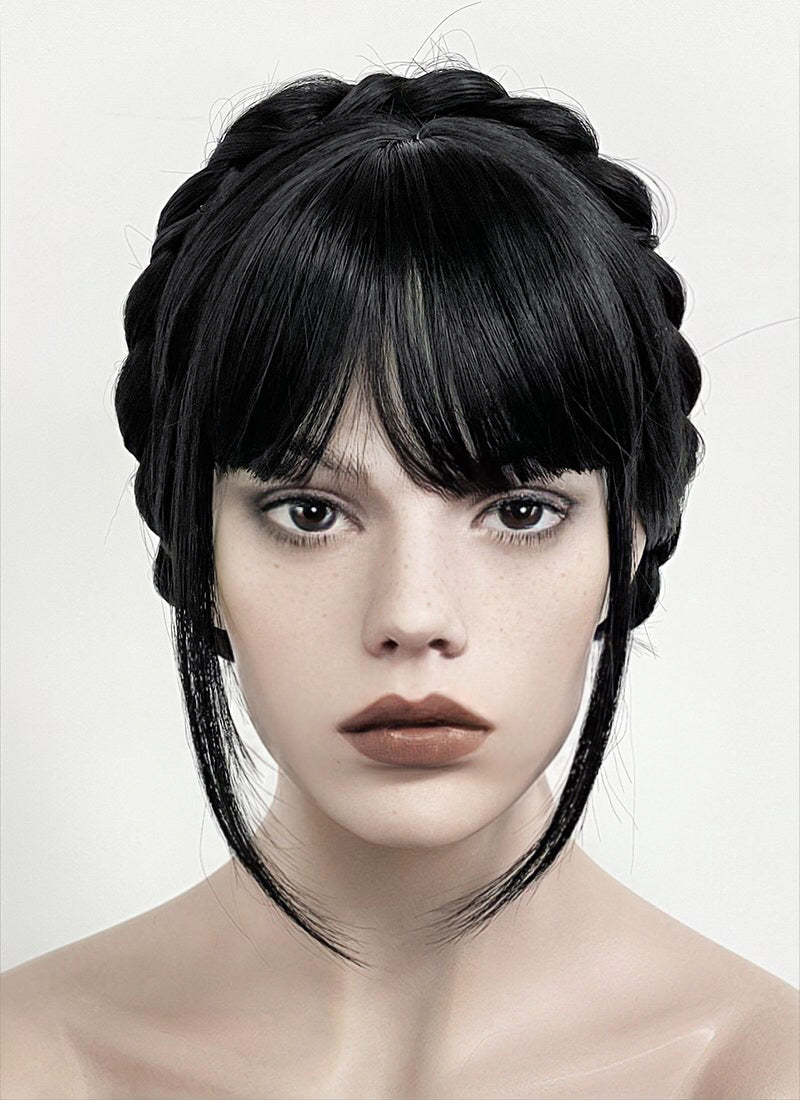 Wednesday Addams Black Braided Synthetic Hair Wig wigisfashion ca