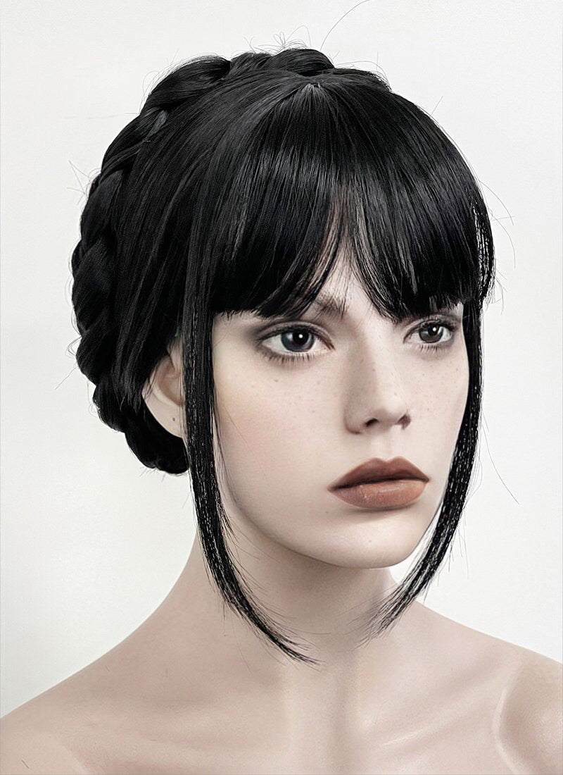 Wednesday Addams Black Braided Synthetic Hair Wig wigisfashion ca