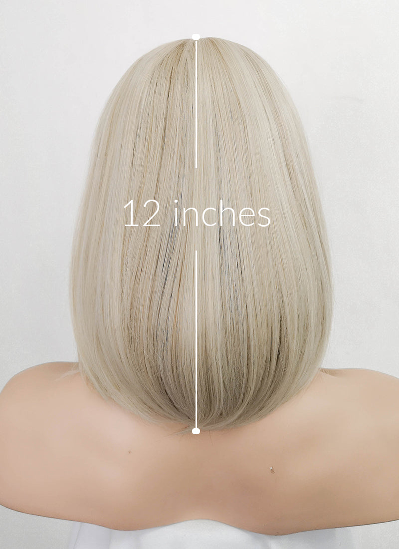 Light Ash Blonde Straight Bob Synthetic Wig NS254 wigisfashion ca