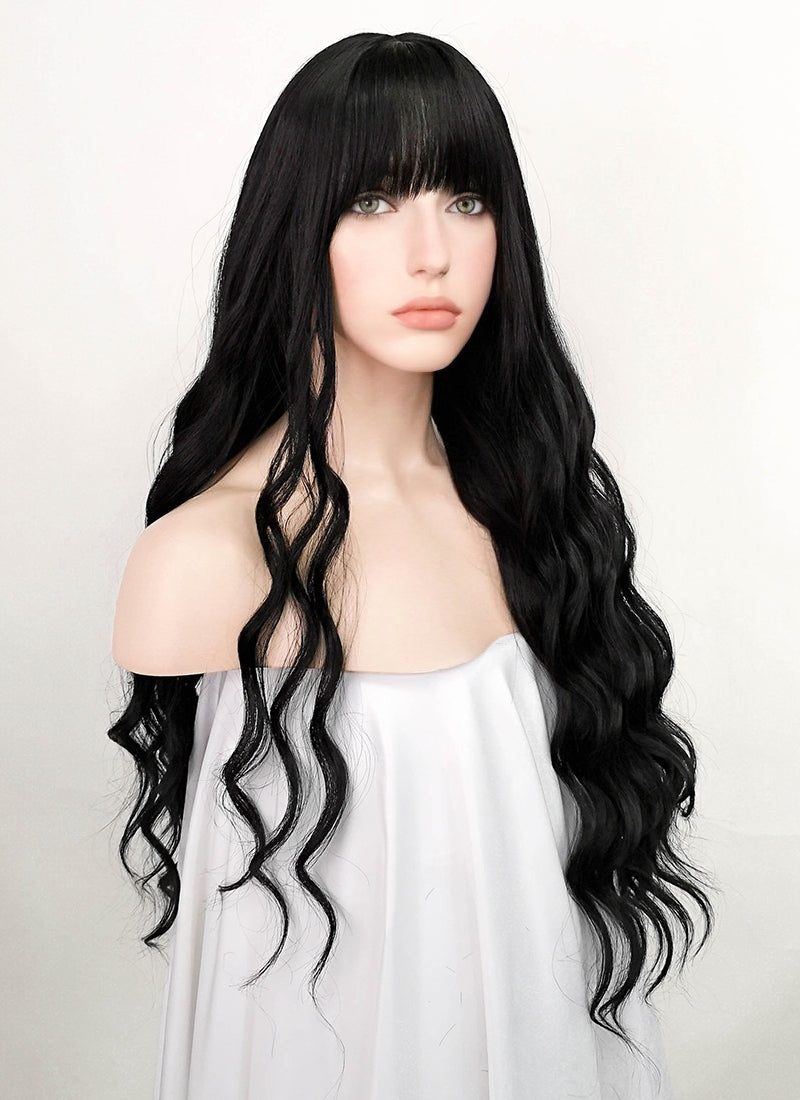 Black Wavy Synthetic Hair Wig NS354