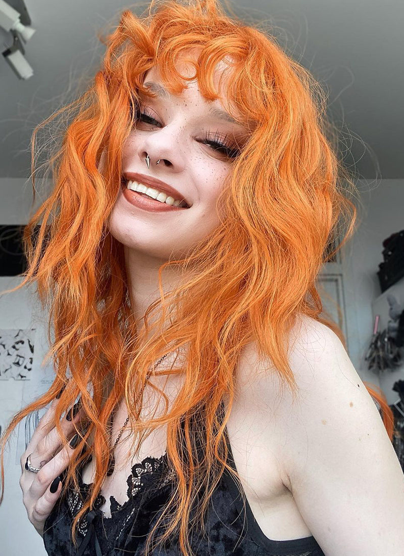 Orange Wavy Synthetic Hair Wig NS359 wigisfashion ca