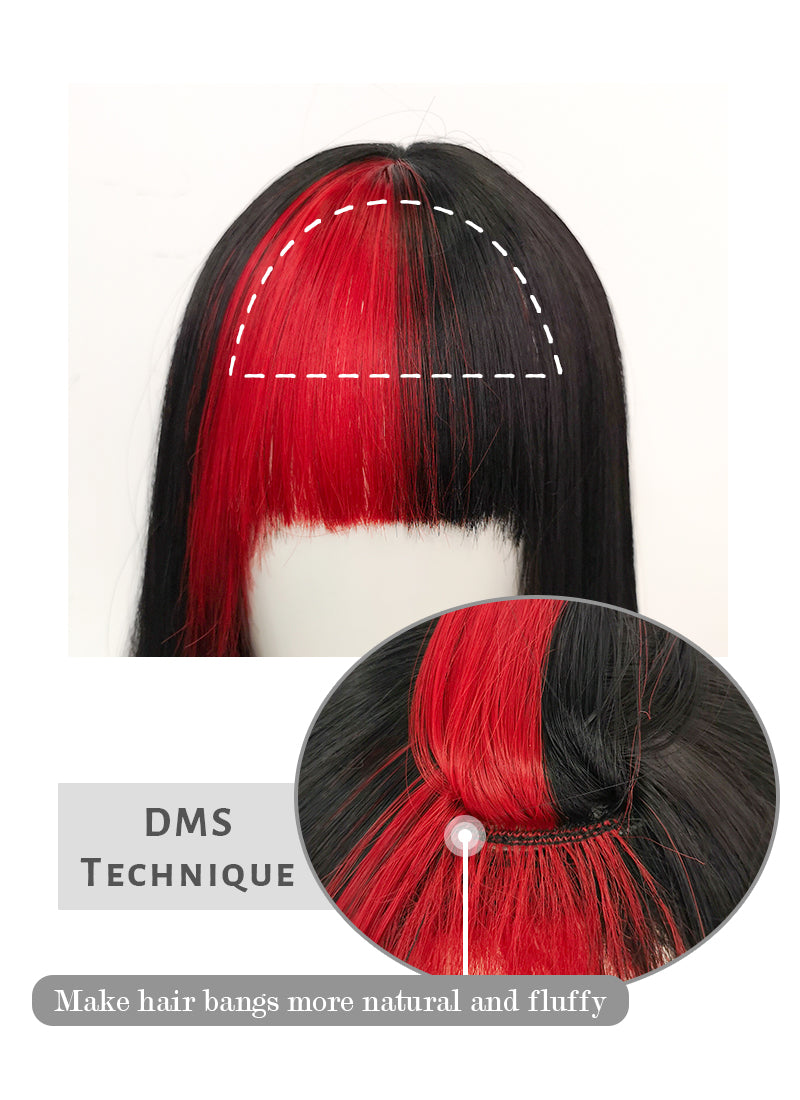 Black Red Ombre Straight Synthetic Wig wigisfashion ca