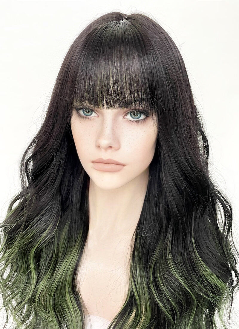 Black Mixed Green Synthetic Hair Wig WigIsFashion wigisfashion ca