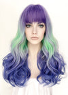 Purple Grey Green Blue Mixed Wavy Synthetic Hair Wig NS428