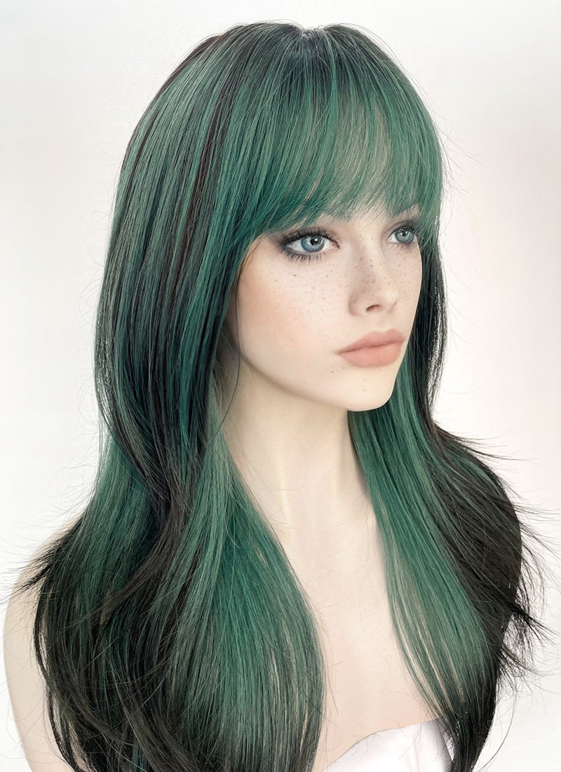 Green Mixed Black Synthetic Hair Wig WigIsFashion wigisfashion ca