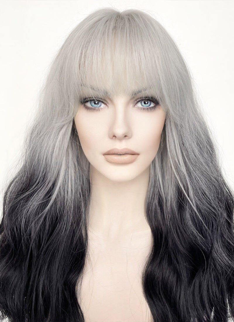 Grey Black Ombre Synthetic Hair Wig WigIsFashion wigisfashion ca