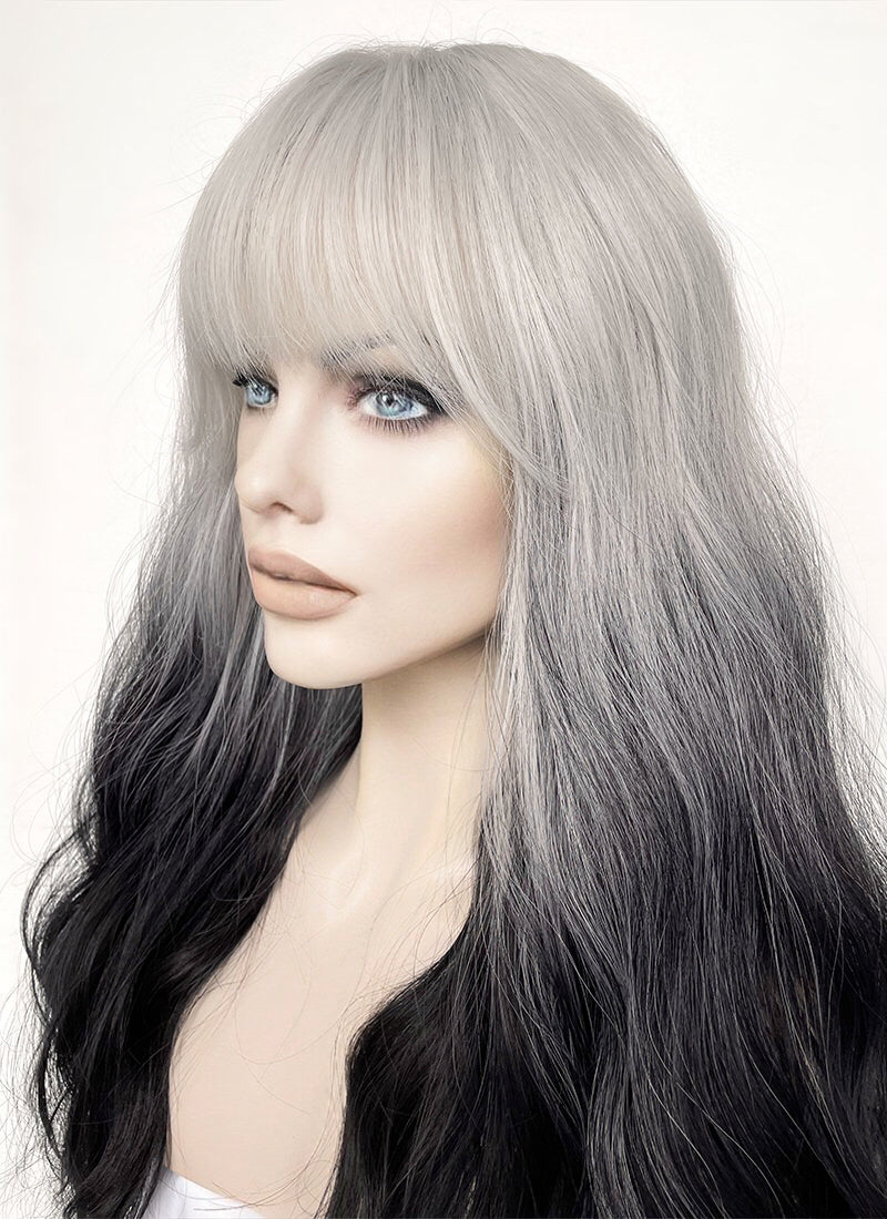 Grey Black Ombre Synthetic Hair Wig WigIsFashion wigisfashion ca