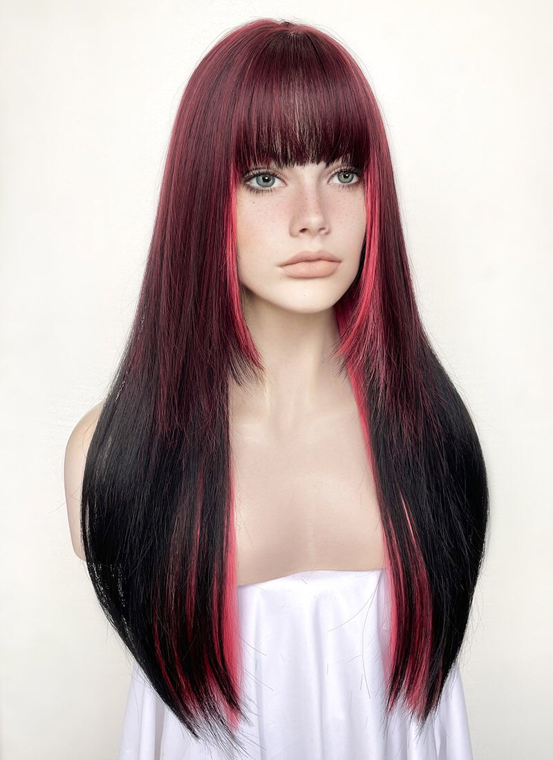 Red Pink Black Mixed Synthetic Hair Wig WigIsFashion