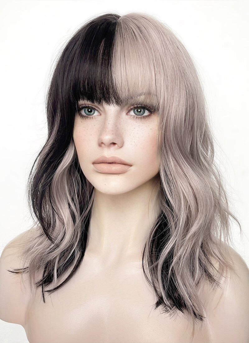 Ash Pinkish Blonde Mixed Black Synthetic Hair Wig WigIsFashion