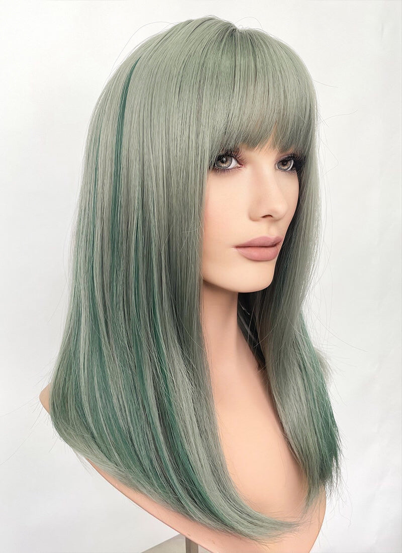 Green With Highlights Synthetic Hair Wig WigIsFashion